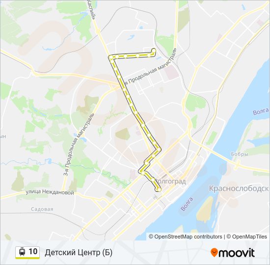 Трамвай 10: карта маршрута