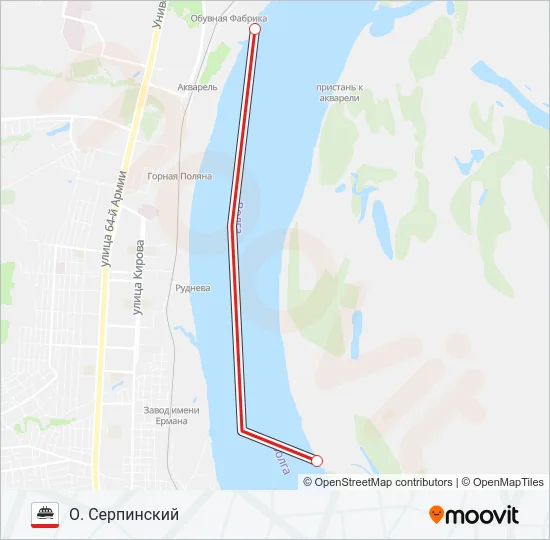 ОБУВНАЯ ФАБРИКА – О. СЕРПИНСКИЙ Ferry Line Map