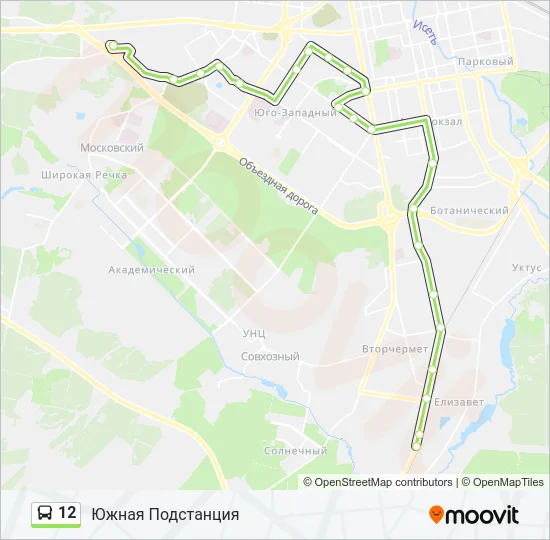 Автобус 12: карта маршрута