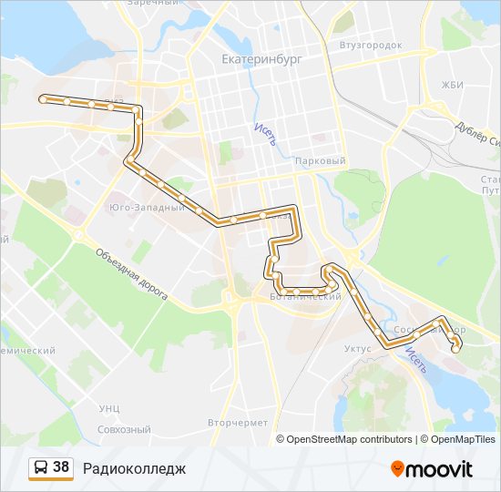 Автобус 38: карта маршрута