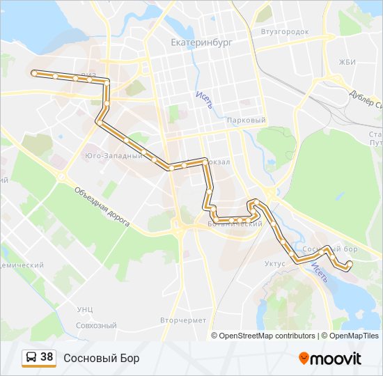 Автобус 38: карта маршрута