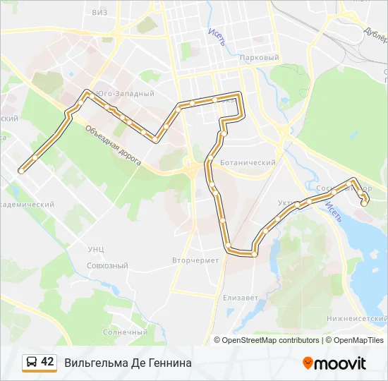 Автобус 42: карта маршрута