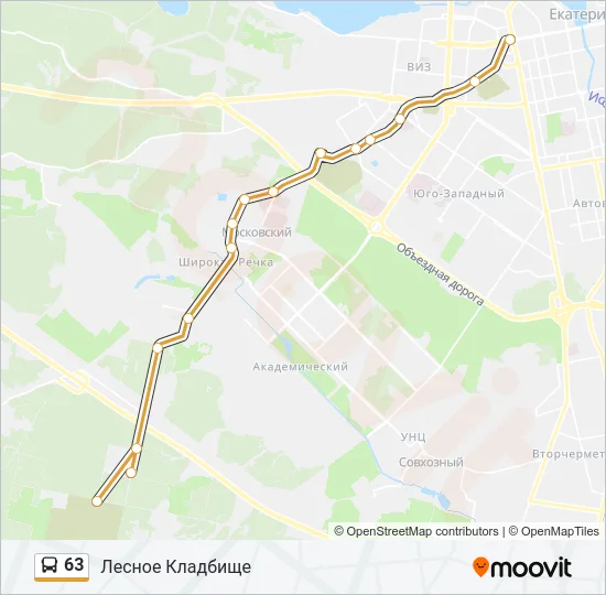 Автобус 63: карта маршрута