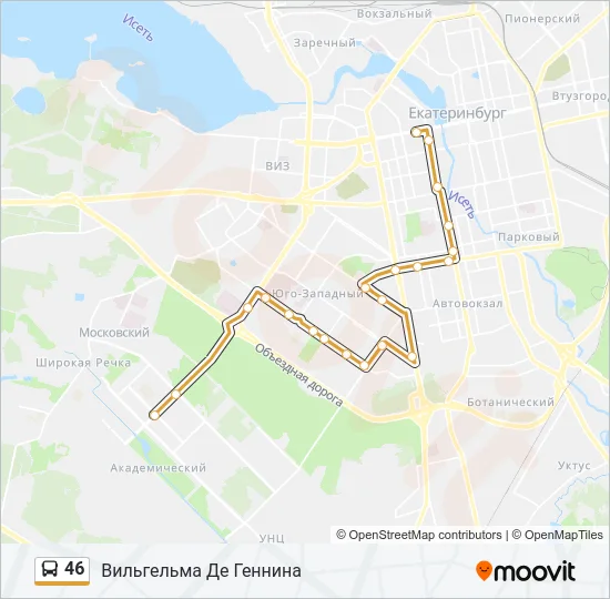 Автобус 46: карта маршрута