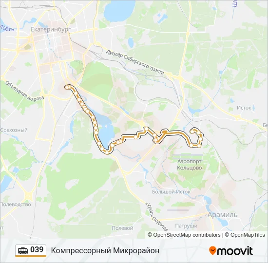 Маршрутка 039: карта маршрута