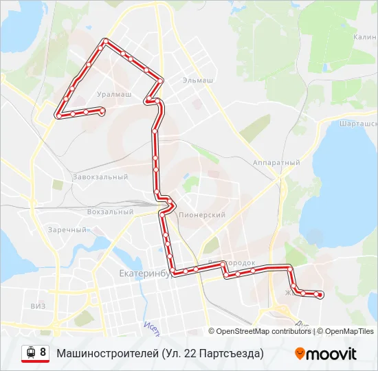 Трамвай 8: карта маршрута