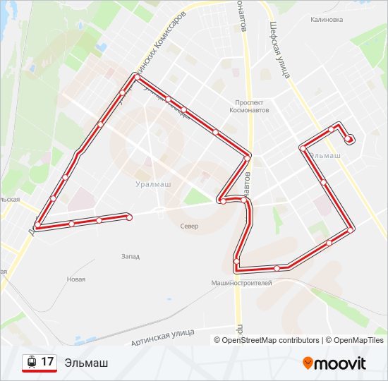 Трамвай 17: карта маршрута