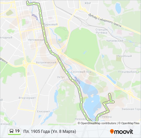 Автобус 19: карта маршрута