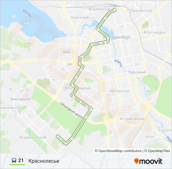 Автобус 21: карта маршрута