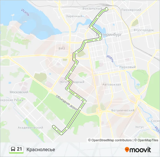 Автобус 21: карта маршрута