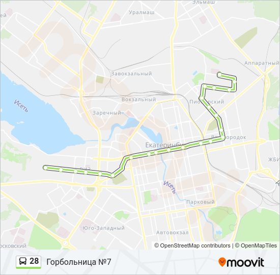 Автобус 28: карта маршрута