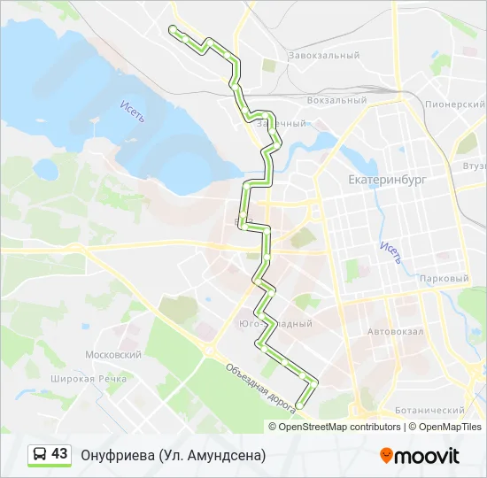 Автобус 43: карта маршрута