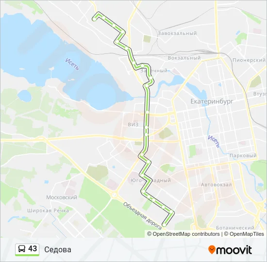 Автобус 43: карта маршрута