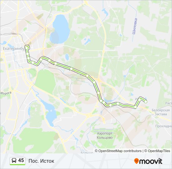 Автобус 45: карта маршрута