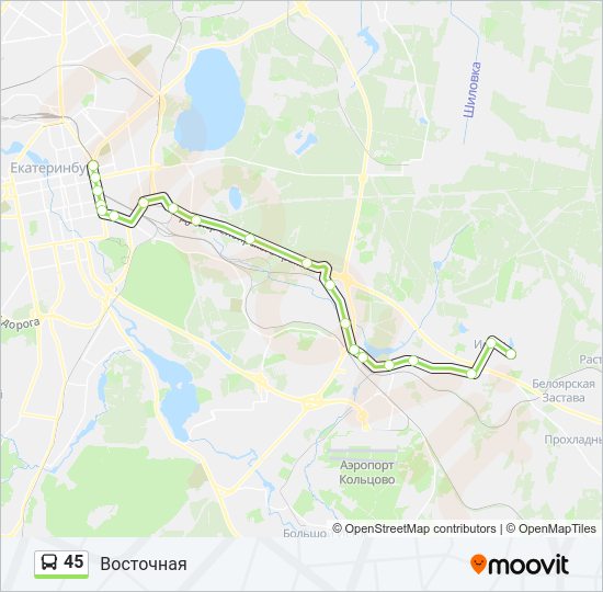Автобус 45: карта маршрута