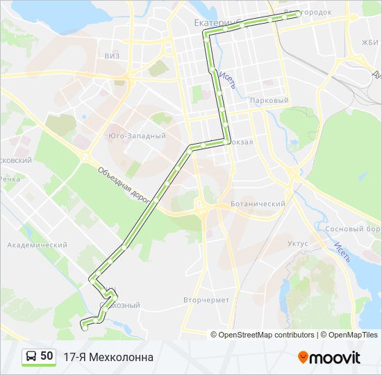 Автобус 50: карта маршрута