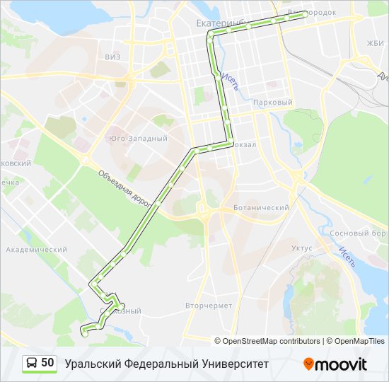 Автобус 50: карта маршрута