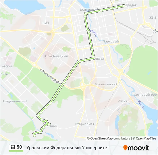 Автобус 50: карта маршрута