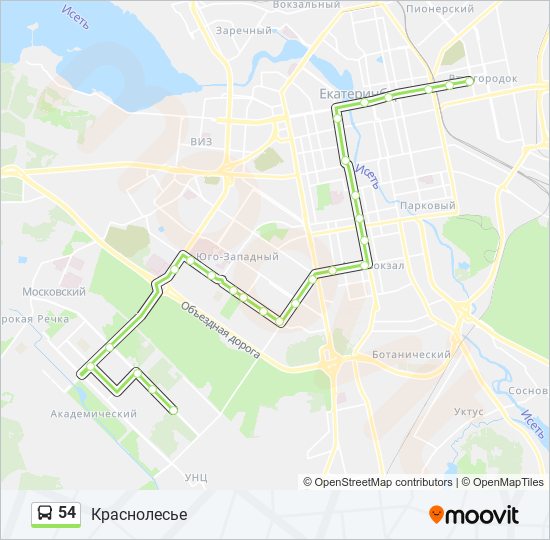 Автобус 54: карта маршрута