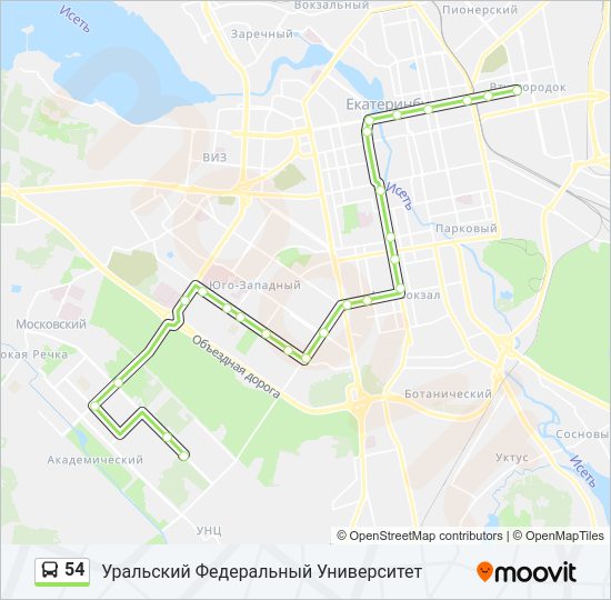 Автобус 54: карта маршрута
