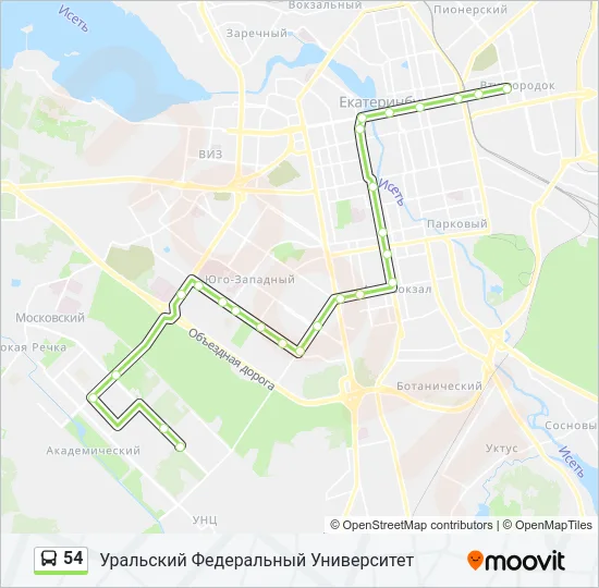 Автобус 54: карта маршрута