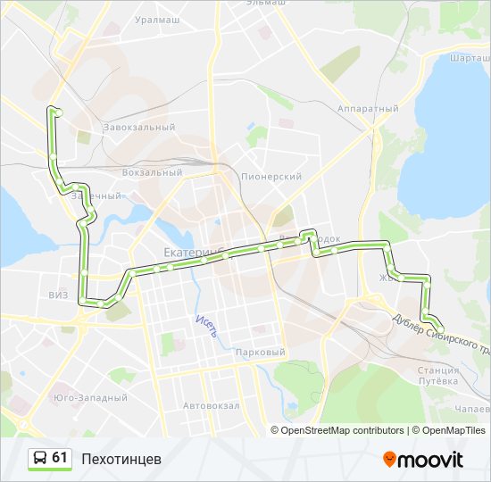 Автобус 61: карта маршрута