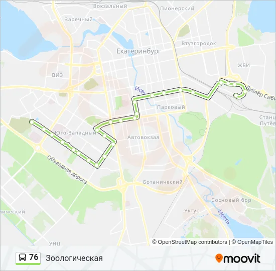 Автобус 76: карта маршрута