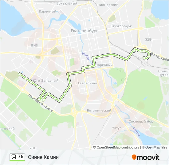 Автобус 76: карта маршрута