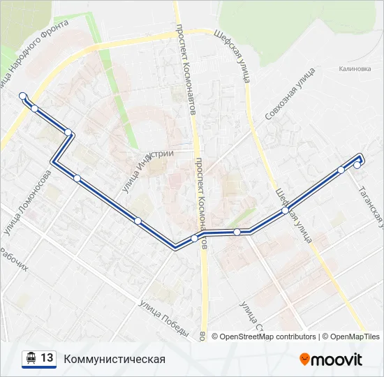 Троллейбус 13: карта маршрута