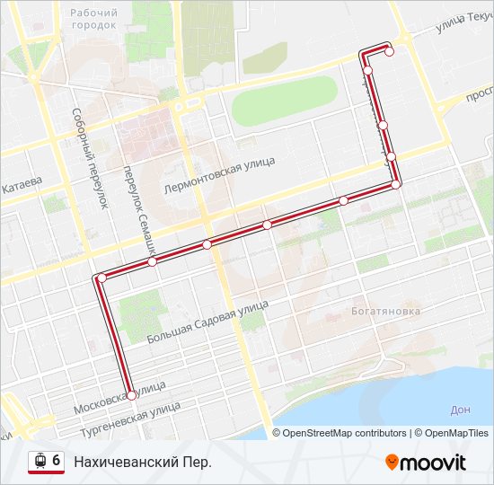 Трамвай 6: карта маршрута