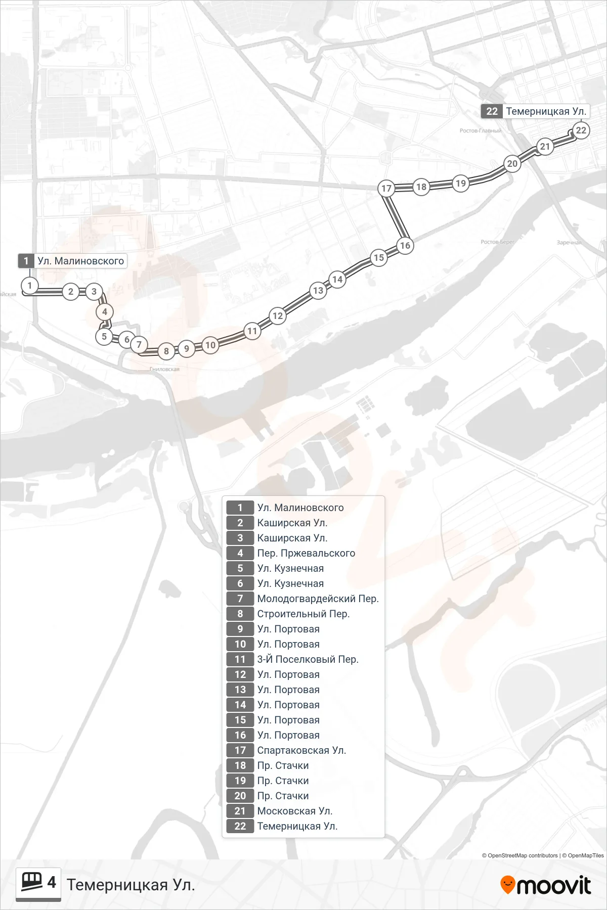 4 funicular Line (Temernitskaya St) route and stops on a map