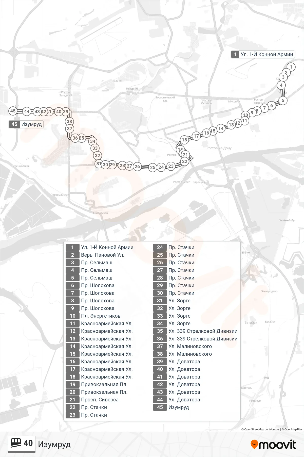 40 funicular Line (Emerald) route and stops on a map