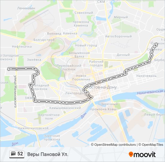 Маршрутка 52: карта маршрута