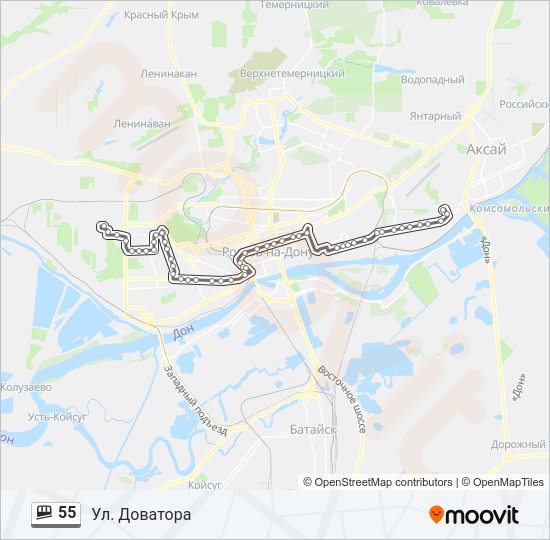Маршрутка 55: карта маршрута