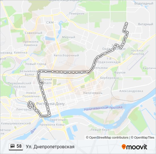 Маршрутка 58: карта маршрута