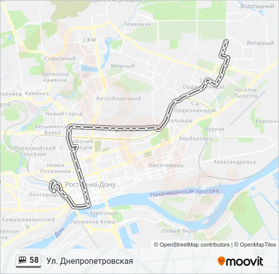 Маршрутка 58: карта маршрута