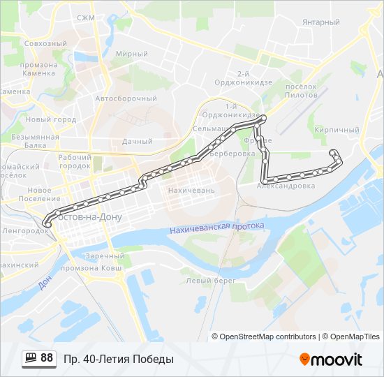 Карта маршрута 88 автобуса