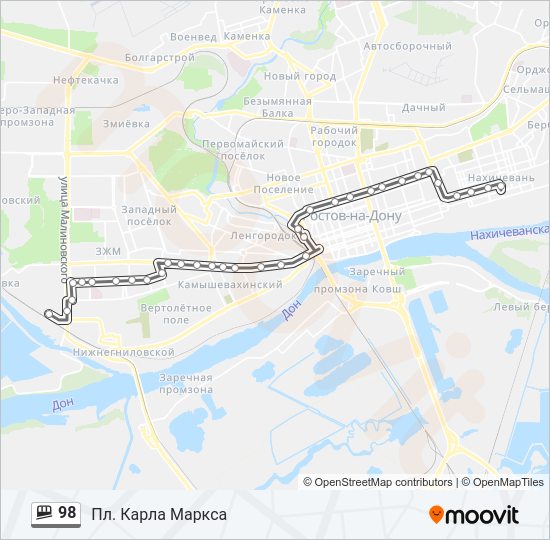 Маршрутка 98: карта маршрута