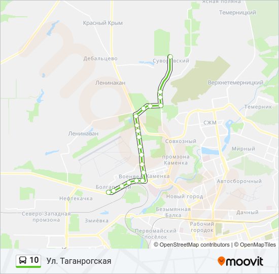 Автобус 10: карта маршрута