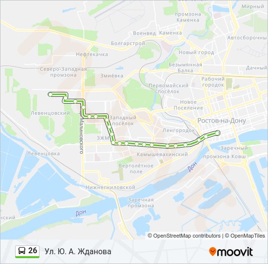 Автобус 26: карта маршрута