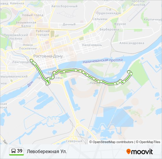Маршрут 39 автобуса карта