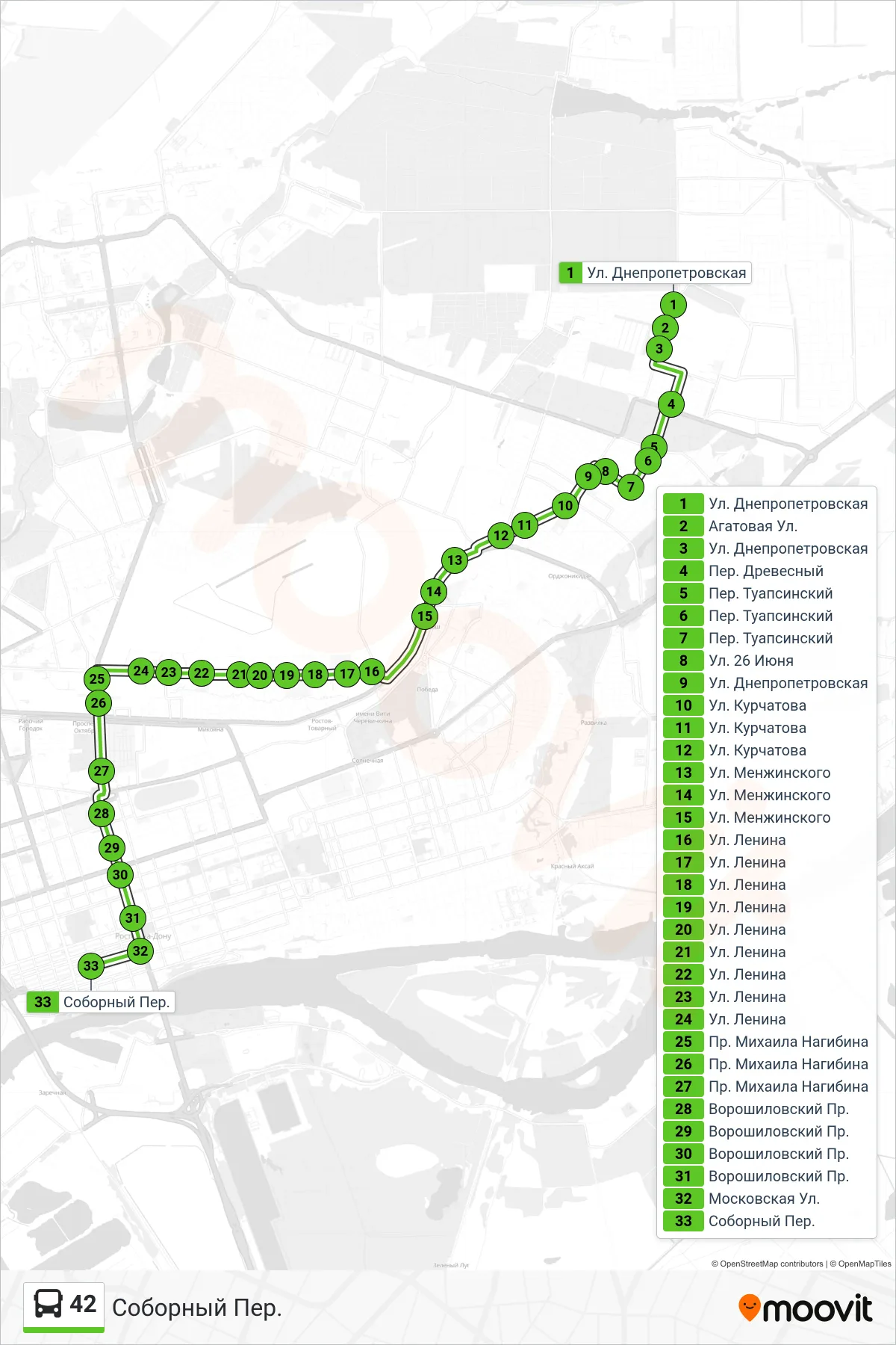 42 bus Line (Cathedral Lane) route and stops on a map