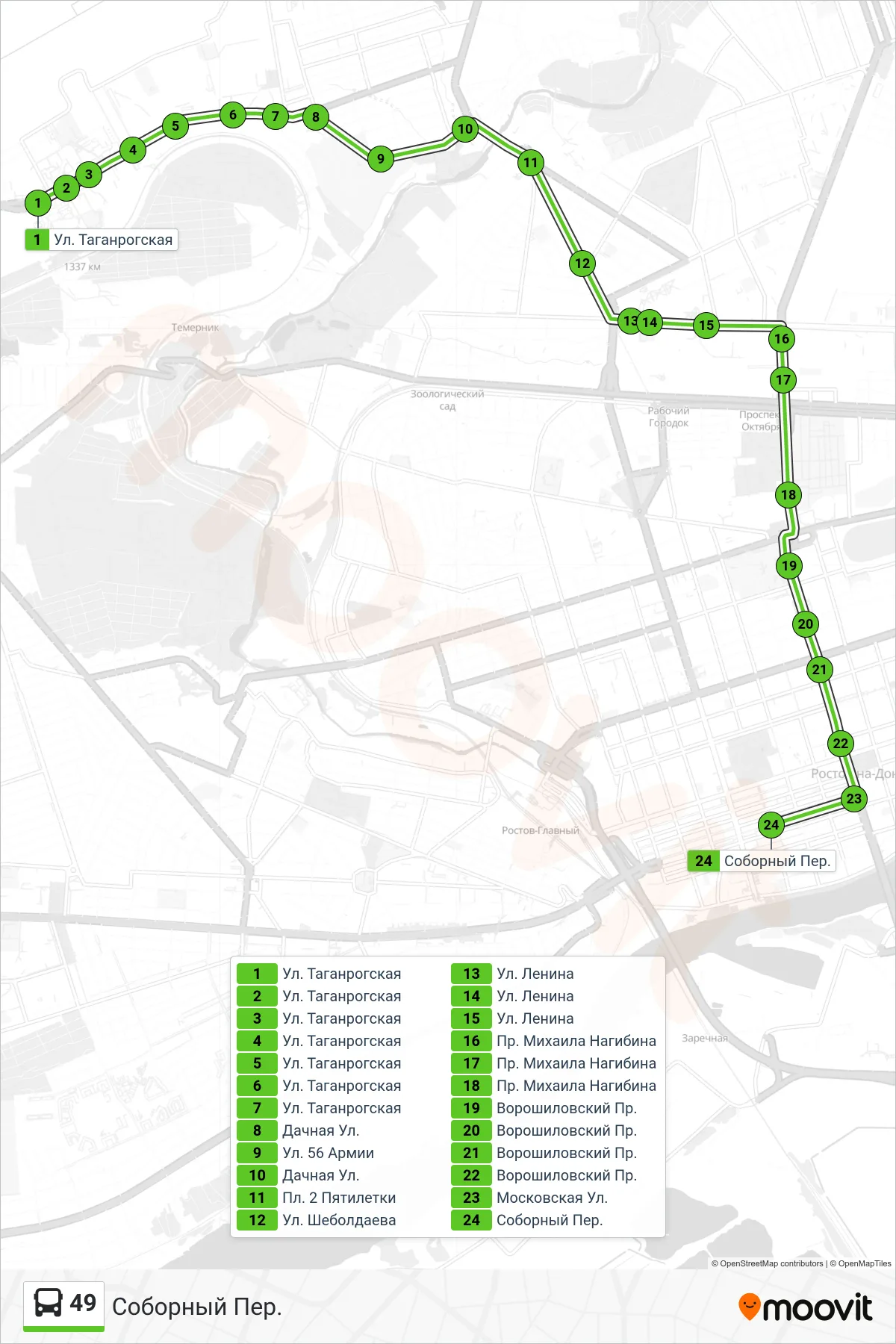 49 bus Line (Cathedral Lane) route and stops on a map