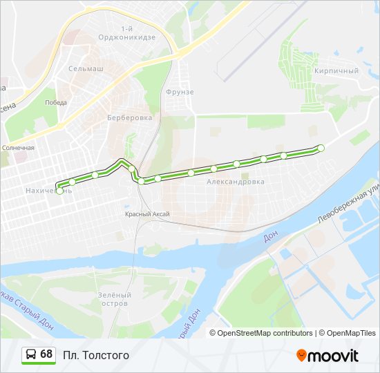 Автобус 68: карта маршрута