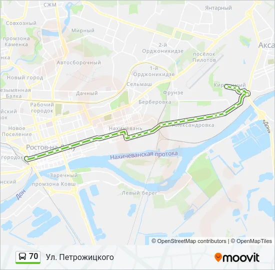 Автобус 70: карта маршрута
