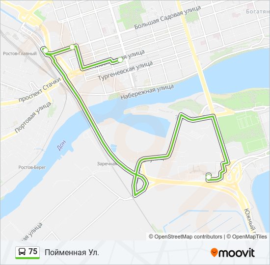Автобус 75: карта маршрута