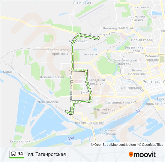 Автобус 94: карта маршрута