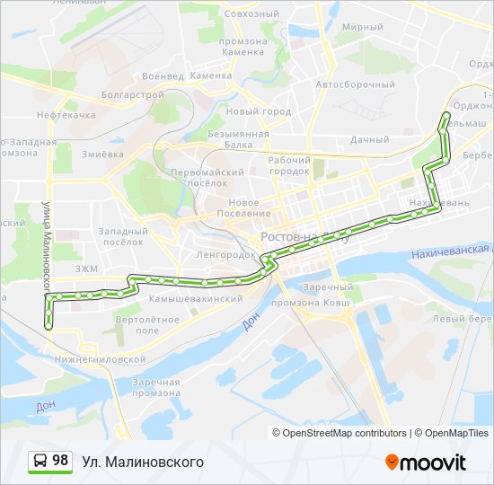 Автобус 98: карта маршрута