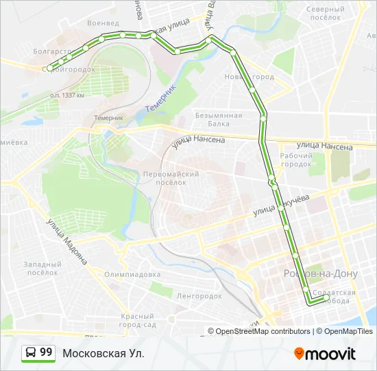 Автобус 99: карта маршрута