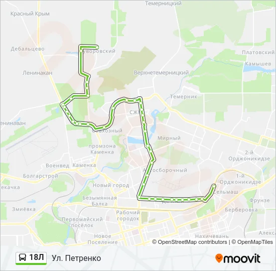 18Л Bus Line Map